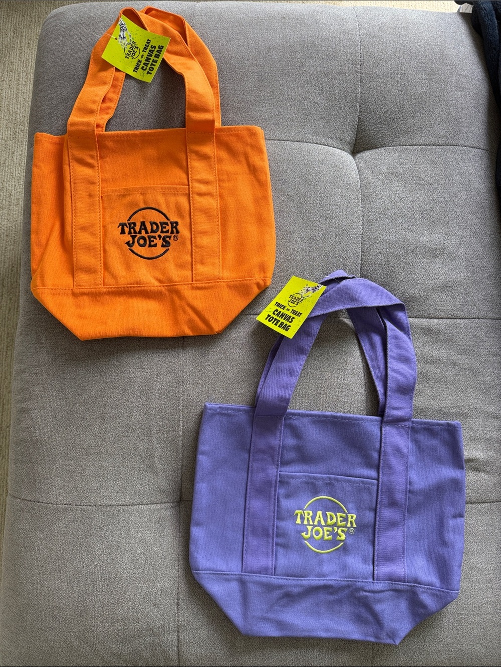 Trader Joe’s Mini Totes Orange and Purple